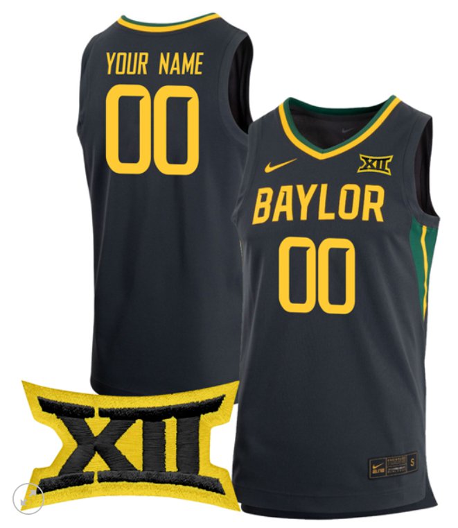 Gender's Baylor Bears Active Player Custom Black College Basketball Game Stiched Jersey