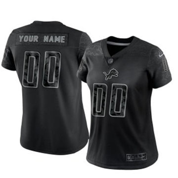 Women's Detroit Lions Active Player Custom Vapor Limited Reflective Black Stitched NFL Jersey