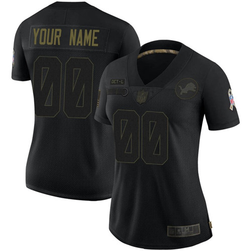 Women's Detroit Lions Active Player Custom Vapor Limited 2020 Salute to Service Black Stitched NFL Jersey