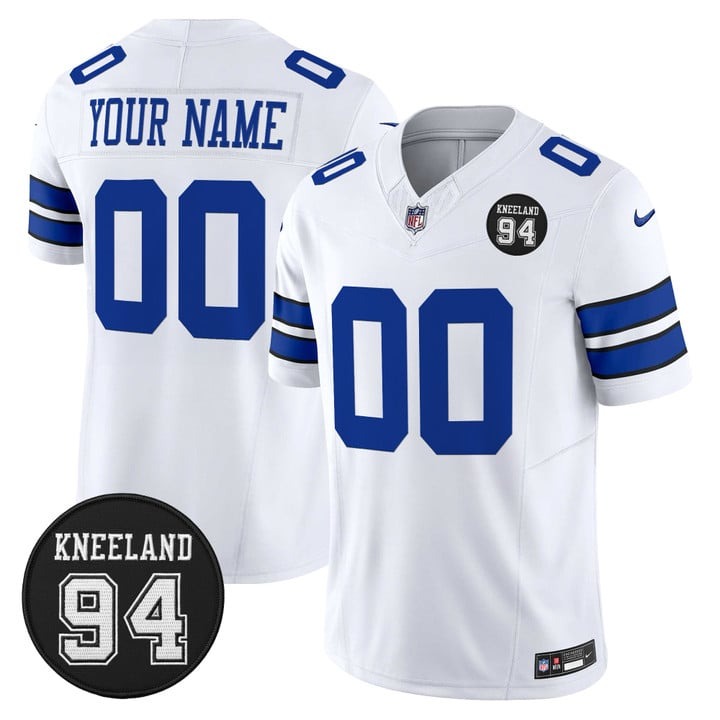 Men's Dallas Cowboys Custom #94 Marshawn Kneeland Memorial Patch 2025 F.U.S.E. Vapor Limited Stitched Jersey White Limited