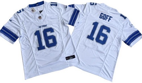 Men's Detroit Lions #16 Jared Goff Limited White FUSE Vapor Jersey