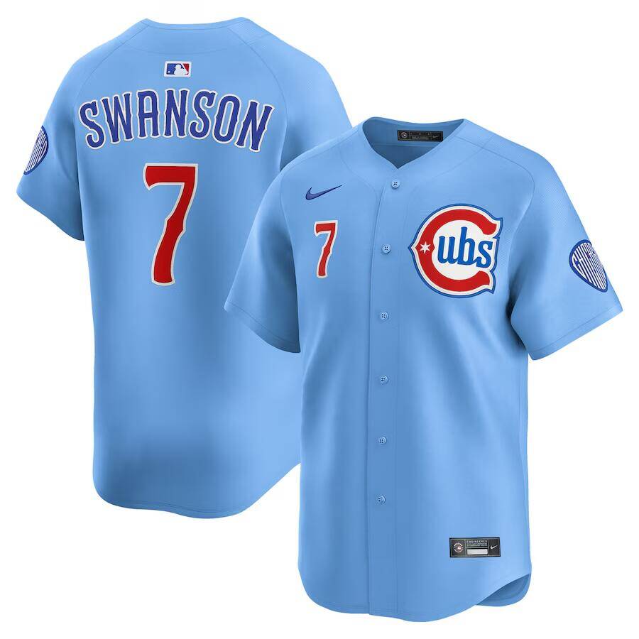 Men's Chicago Cubs Active Player Custom Baby Blue 2nd Alternate Limited Stitched Baseball Jersey