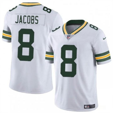 Youth Green Bay Packers #8 Josh Jacobs Vapor Limited White Stitched NFL Jersey