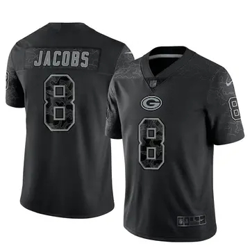 Men's Green Bay Packers #8 Josh Jacobs Vapor Limited Reflective Black NFL Stitched Jersey