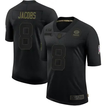 Men's Green Bay Packers #8 Josh Jacobs Vapor Limited 2020 Salute to Service Black NFL Stitched Jersey