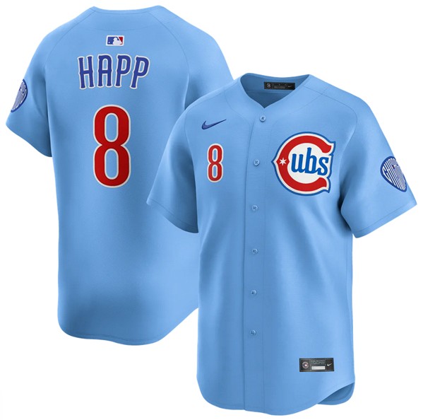 Men's Chicago Cubs #8 Ian Happ Blue 2024-25 2nd Alternate Limited Stitched Baseball Jersey