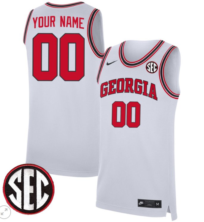 Custom Georgia Bulldogs Jersey College Basketball Stiched Throwback White