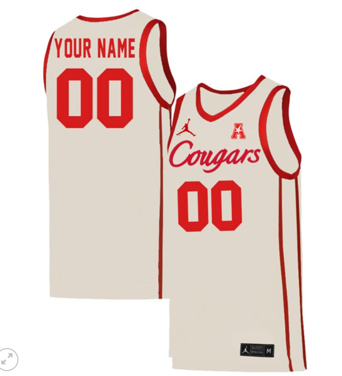 Custom Houston Cougars Jersey College Basketball Stiched White