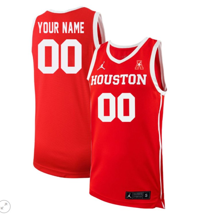 Custom Houston Cougars Jersey College Basketball Stiched Red