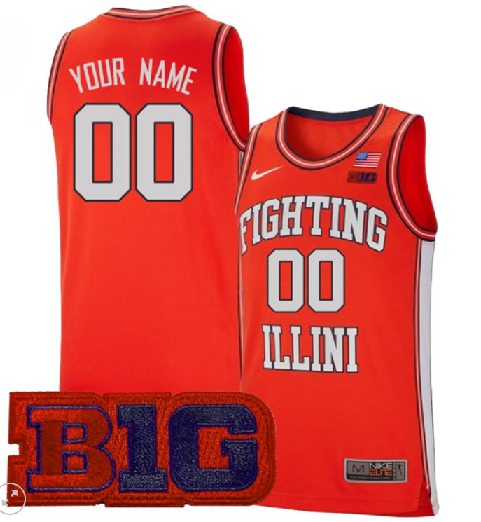 Custom Illinois Fighting Illini Jersey College Basketball Stiched Throwback Orange