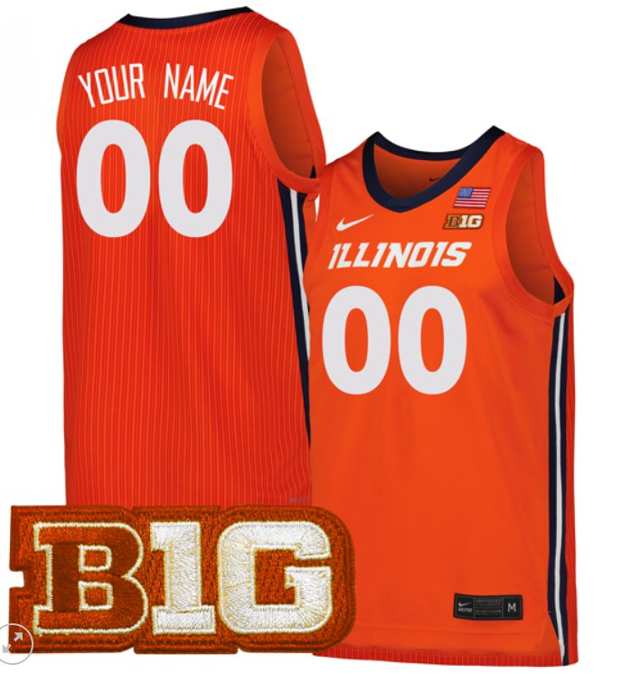 Custom Illinois Fighting Illini Jersey College Basketball Stiched Home Orange