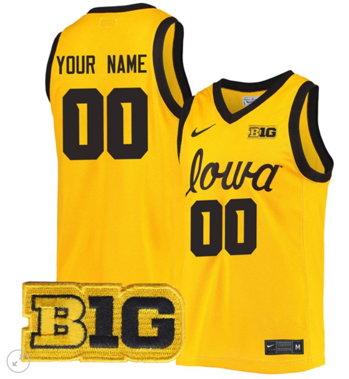 Custom Iowa Hawkeyes Jersey College Basketball Stiched Game Gold