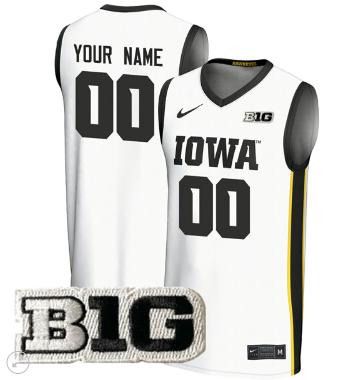 Custom Iowa Hawkeyes Jersey College Basketball Stiched Game White