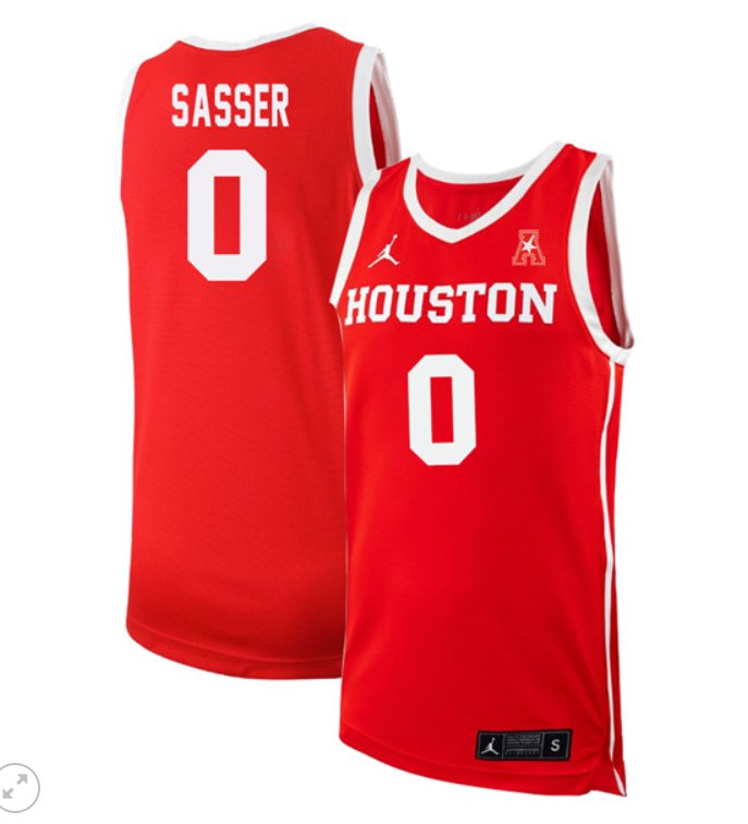 Men's Marcus Sasser Jersey #0 Houston Cougars College Basketball Stiched Red