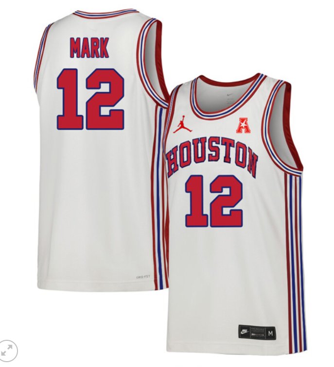 Men's Tramon Mark Jersey #2 Houston Cougars College Basketball Stiched Throwback White