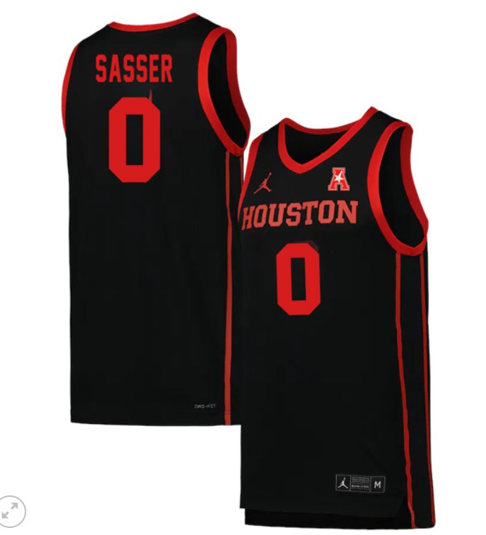 Men's Marcus Sasser Jersey #0 Houston Cougars College Basketball Stiched Black