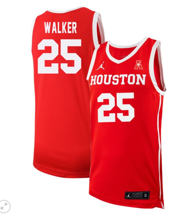 Men's Jarace Walker Jersey #25 Houston Cougars College Basketball Stiched Red