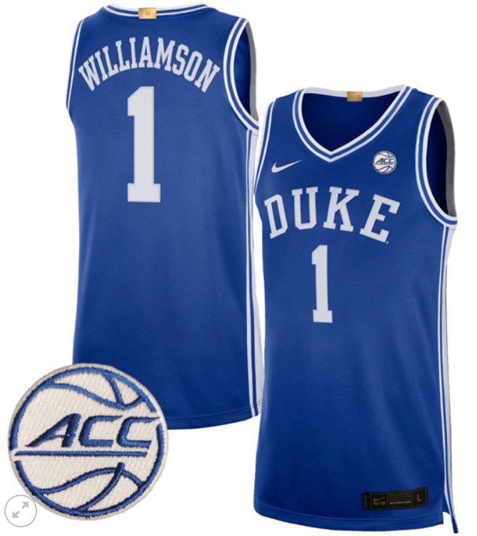 Men's Duke Blue Devils #1 Zion Williamson Nike NCAA Basketball Stiched Limited Blue Jersey