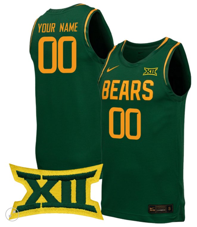 Custom Baylor Bears Jersey College Basketball Game Stiched Green