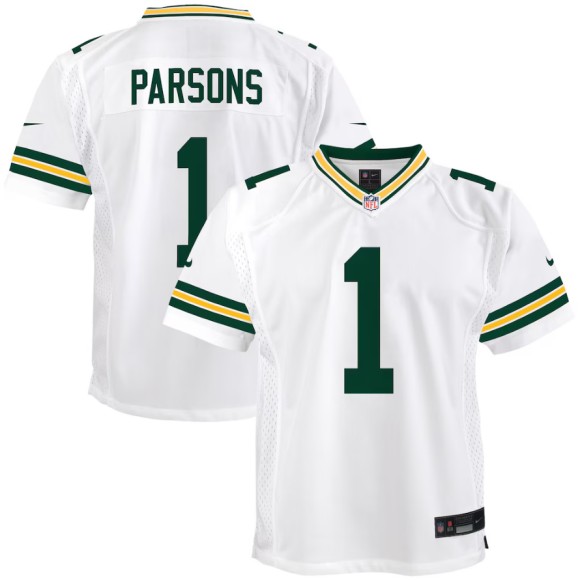 Toddlers Green Bay Packers #1 Micah Parsons White Nike Youth White Game Jersey