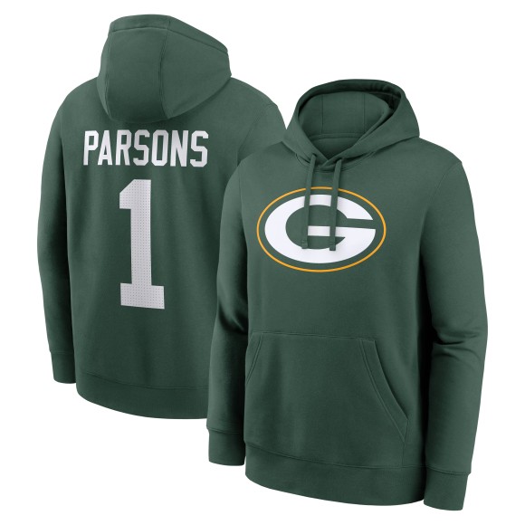 Men's Green Bay Packers #1 Micah Parsons Green Nike Player Name & Number Fleece Hoodie