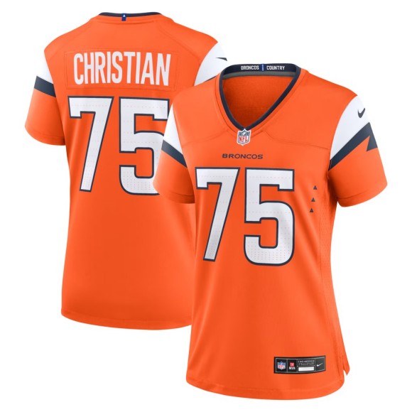 Women's Denver Broncos #75 Geron Christian Orange Nike Team Game Stitched Jersey