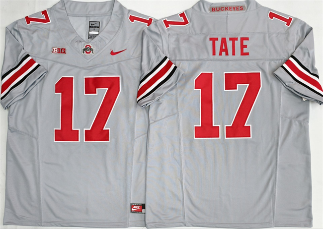 Men's Ohio State Buckeyes #17 Carnell Tate Grey 2025 F.U.S.E. Limited Stitched Jersey