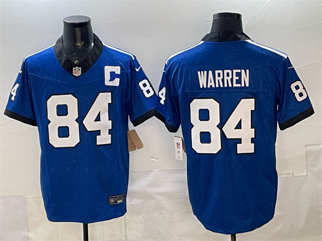 Men's Indianapolis Colts #84 Tyler Warren Blue 2025 F.U.S.E. Throwback Vapor Limited Stitched Football Jersey