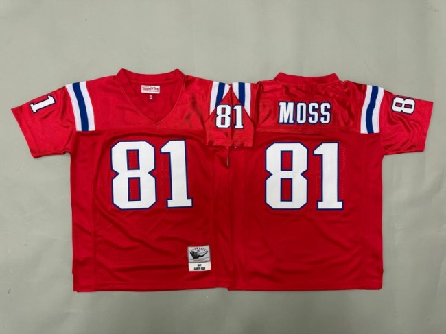 Youth New England Patriots #81 Randy Moss 2007 Red Throwback Stitched Jersey