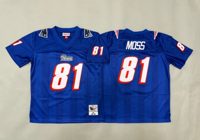 Youth New England Patriots #81 Randy Moss Blue 2007 Throwback Stitched Jersey