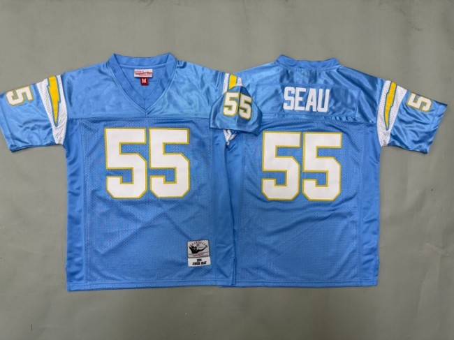 Youth Los Angeles Chargers #55 Junior Seau Light Blue 1994 Throwback Stitched Jersey