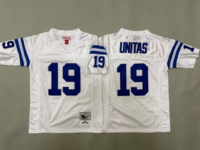 Youth Indianapolis Colts #19 Johnny Unitas White 1970 Throwback Stitched Jersey