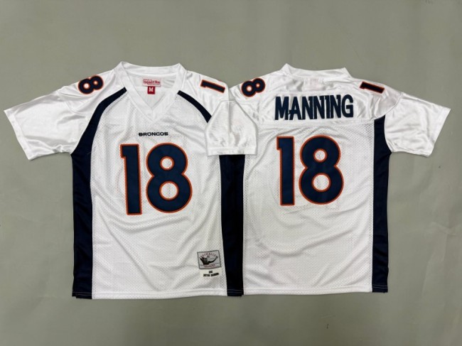 Youth Denver Broncos #18 Peyton Manning 2015 White Throwback Stitched Jersey