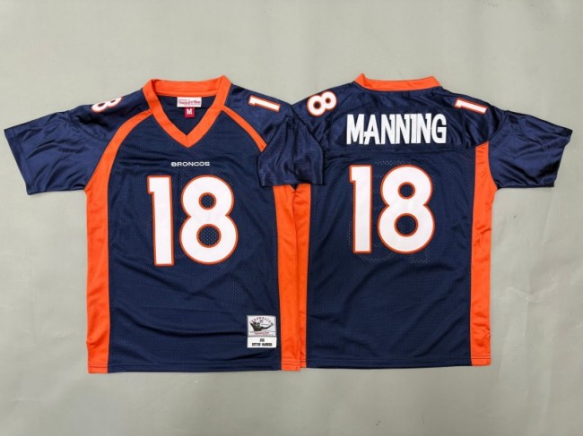 Youth Denver Broncos #18 Peyton Manning Navy 2015 Throwback Stitched Jersey