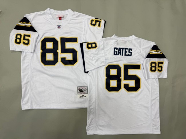 Men's Los Angeles Chargers #85 Antonio Gates White 2006 Throwback Stitched Jersey