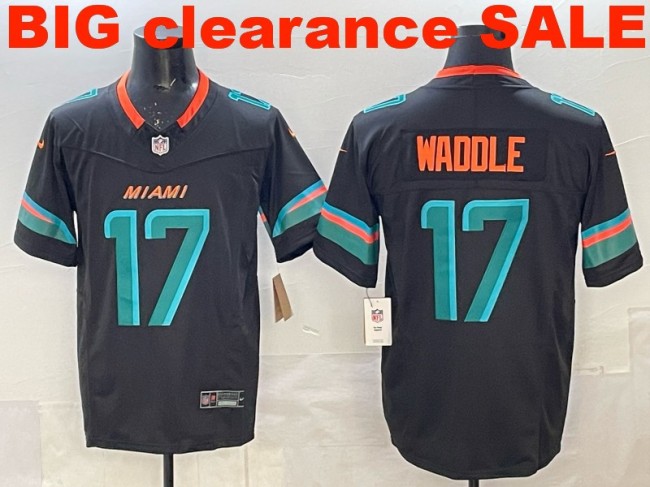 Clearance SALE Mens & Womens & Youth Miami Dolphins #17 Jaylen Waddle 2025 “Rivalries” F.U.S.E. Stitched Limited Jersey Pitch Blue