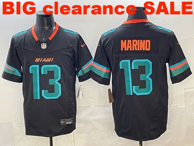 Clearance SALE Mens & Womens & Youth Miami Dolphins #13 Dan Marino 2025 “Rivalries” F.U.S.E. Stitched Limited Jersey Pitch Blue