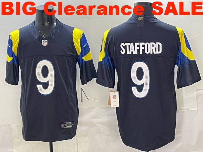 Clearance SALE Mens & Womens & Youth Los Angeles Rams #9 Matthew Stafford 2025 “Rivalries” F.U.S.E. Stitched Limited Jersey Midnight Blue