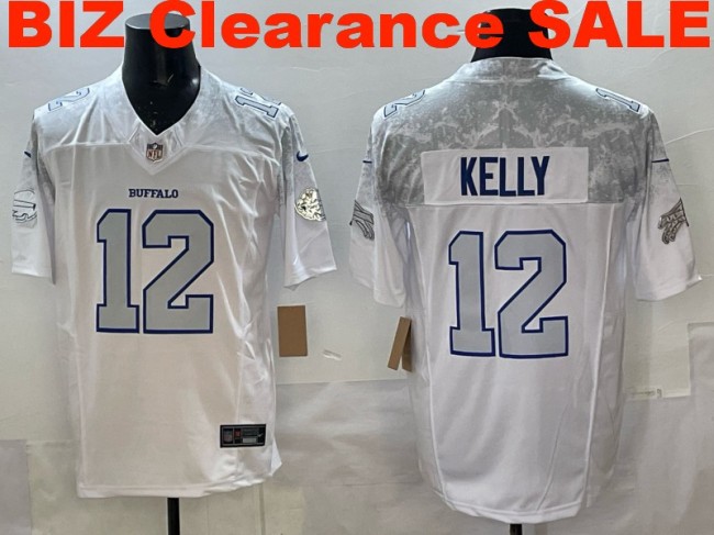 Clearance SALE Mens & Womens & Youth Buffalo Bills #12 Jim Kelly 2025 “Rivalries” F.U.S.E. Stitched Limited Jersey White