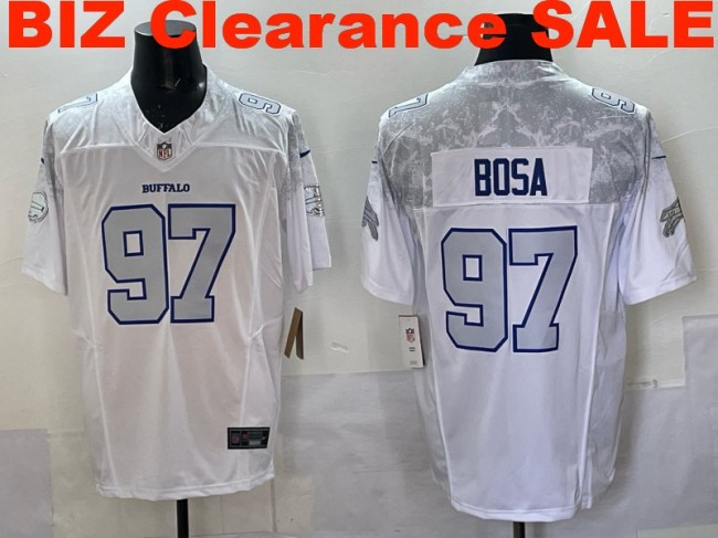 Clearance SALE Mens & Womens & Youth Buffalo Bills #97 Joey Bosa 2025 “Rivalries” F.U.S.E. Stitched Limited Jersey White