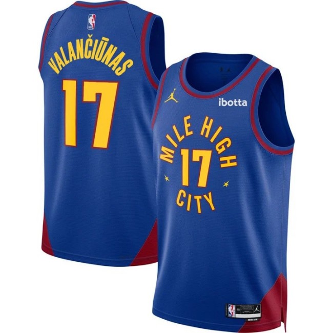 Men's Denver Nuggets #17 Jonas Valanciunas Blue Statement Edition Stitched Jersey