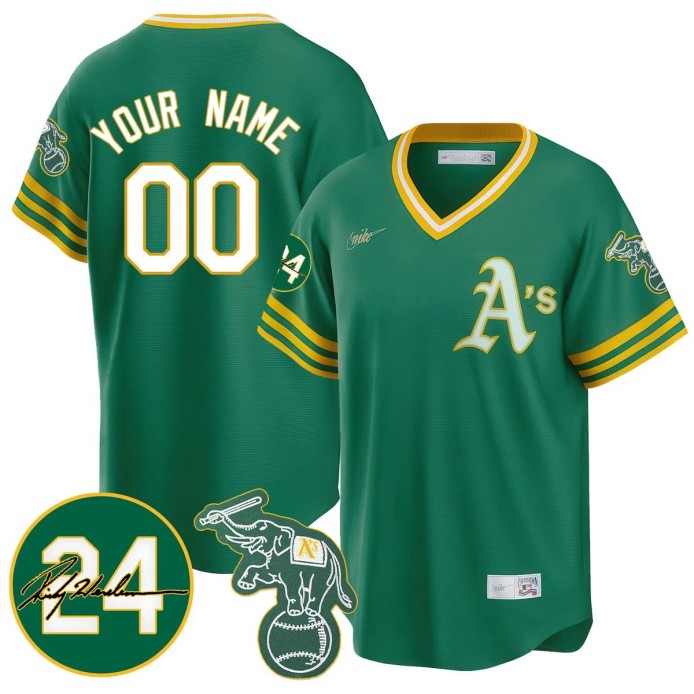 Nike Custom Oakland Athletics 2024 Ricky Henderson Memorial Stitched MLB Jersey Throwback