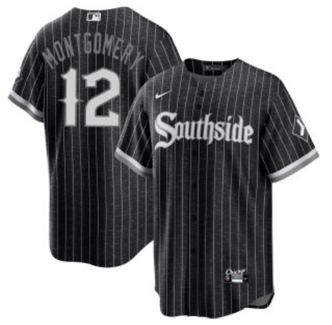 Men's Chicago White Sox #12 Colson Montgomery Black Southside 2024 City Connect Cool Base Stitched Jersey