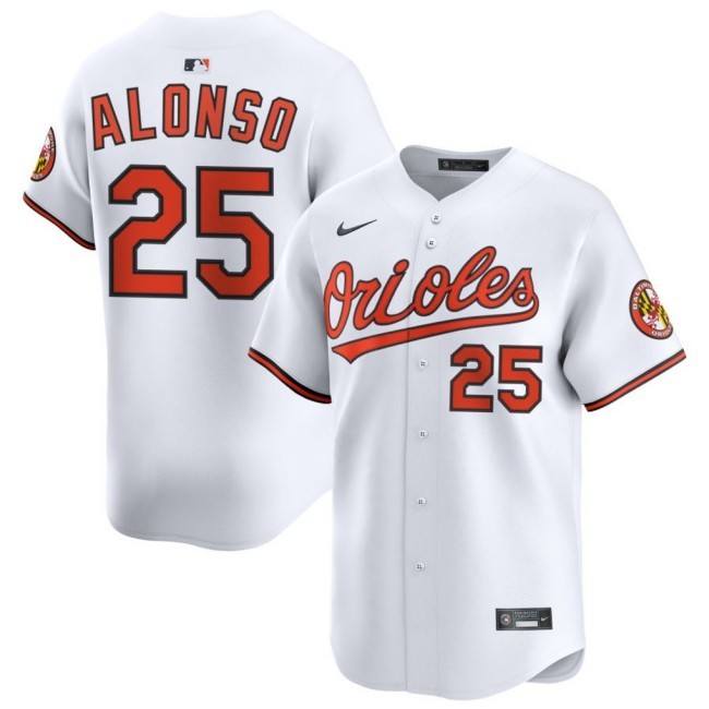 Men's Baltimore Orioles #25 Pete Alonso White Nike Home Limited Stitched Baseball Jersey