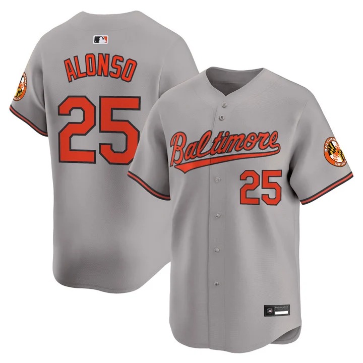 Men's Baltimore Orioles #25 Pete Alonso Grey Nike Limited Stitched Baseball Jersey