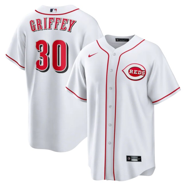 Men's Cincinnati Reds #30 Ken Griffey Jr. White Nike Home Retired Player Replica Jersey