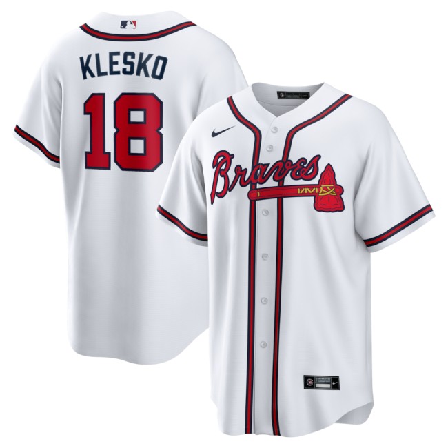 Men's Atlanta Braves #18 Ryan Klesko White Nike Home Retired Player Replica Jersey