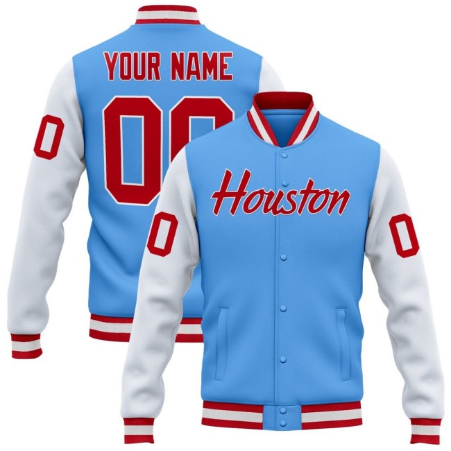 Men's & Youth Houston Texans Blue Custom Stitched Jacket