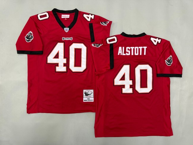 Men's Tampa Bay Buccaneers #40 Mike Alstott Red 'MN' Throwback 2002 Stitched Football Jersey