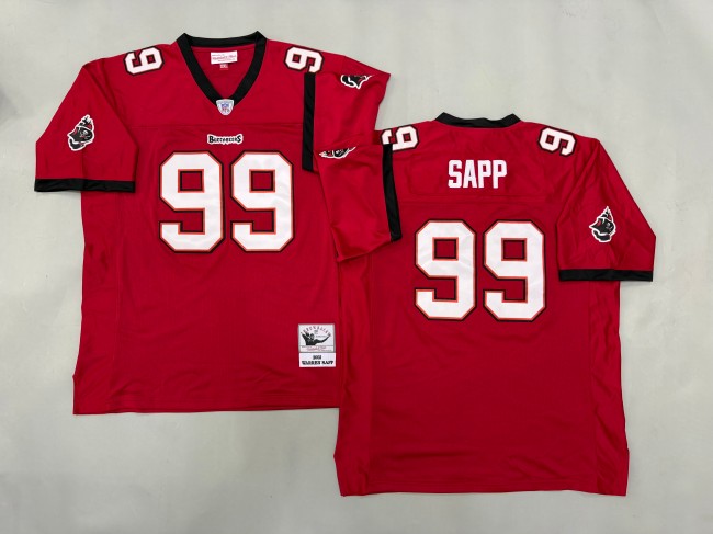 Men's Tampa Bay Buccaneers #99 Warren Sapp Red 'MN' Throwback 2002 Stitched Football Jersey
